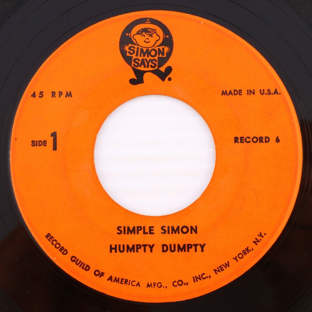 Simple Simon, Humpty Dumpty, Old Dan Tucker 45 rpm 7" Single Record Simon Says 6
